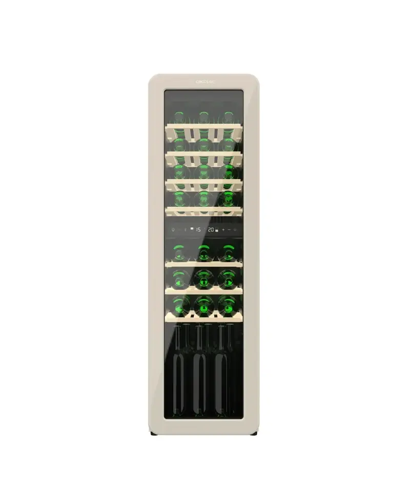 Vinoteca Retro Dual Zone 30 Botellas con NoFrost y Control LED de Cecotec