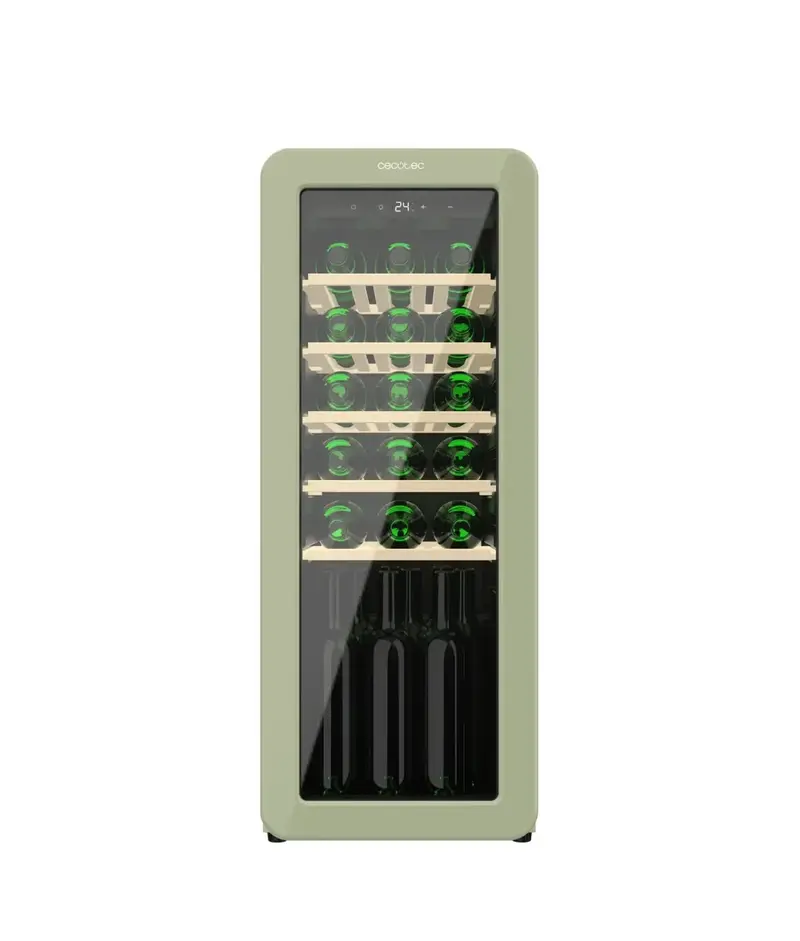 Vinoteca Retro Verde para 24 Botellas con Control LED y NoFrost de Cecotec