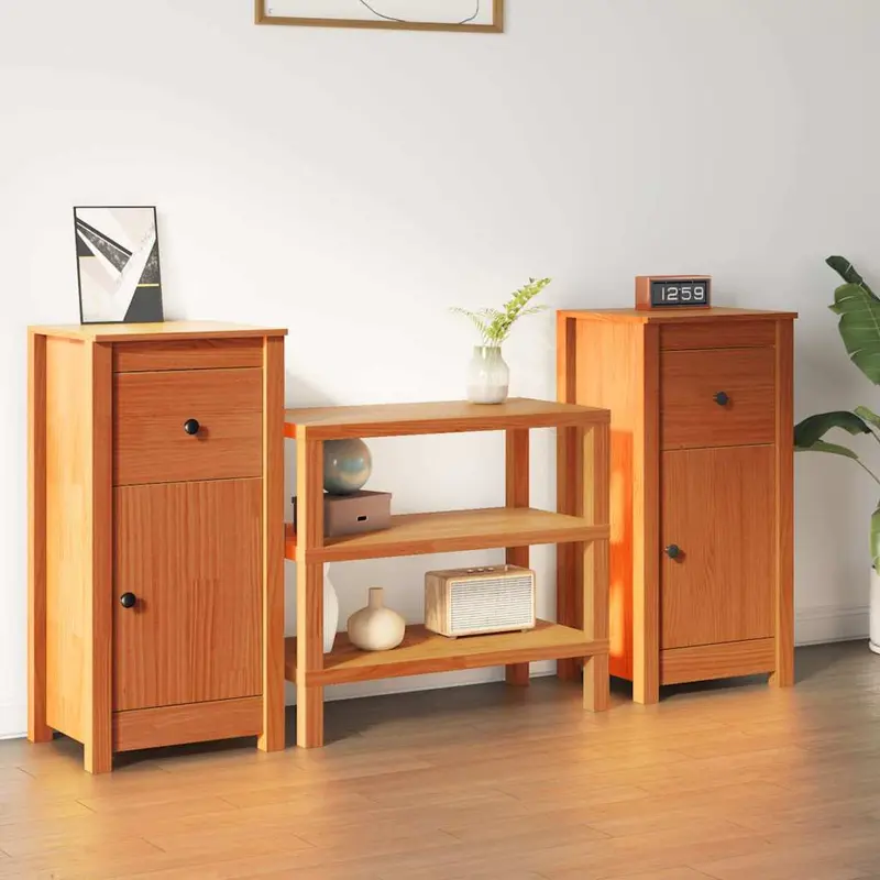 Vitrina 2 pcs Marrón cera 39 x 34,5 x 80 cm