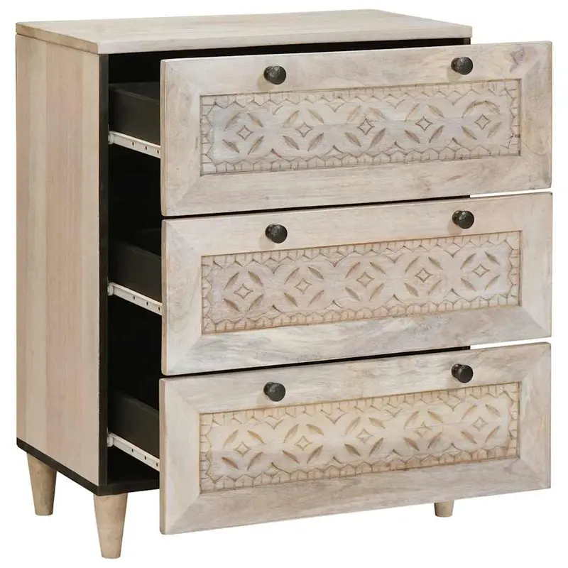 Vitrina Blanco 60 x 33 x 75 cm madera maciza de mango
