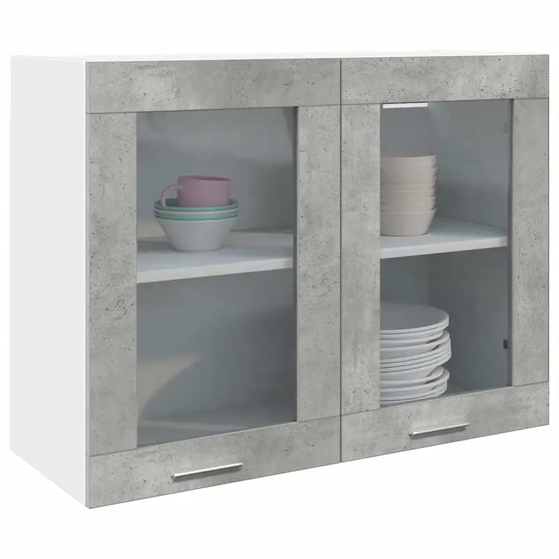 Vitrina colgante "Lyon" gris hormigón 80x31x60 cm