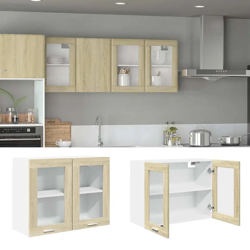 Vitrina colgante "Lyon" roble Sonoma 80x31x60 cm madera de ingeniería