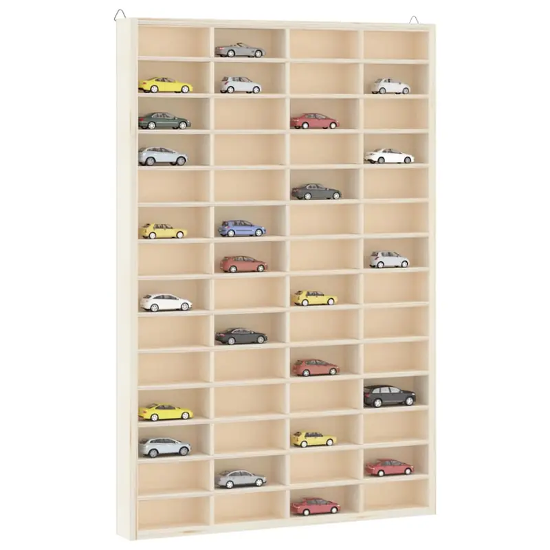 Vitrina de madera para coleccionistas con 56 compartimentos 40x4,5x60 cm