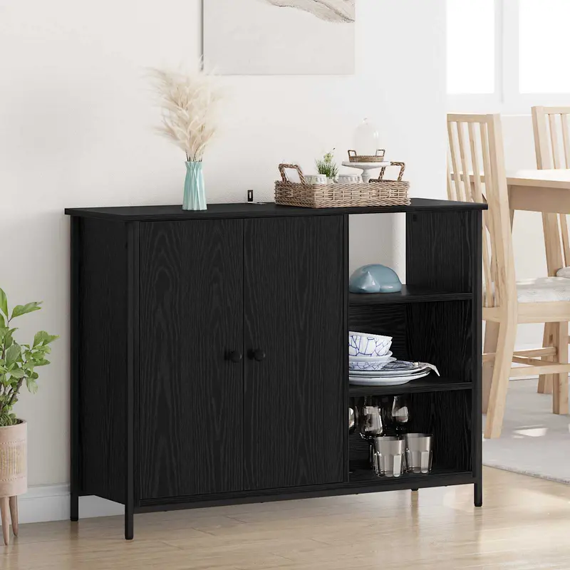 Vitrina Roble Negro 100 x 33 x 75 cm Madera contrachapada