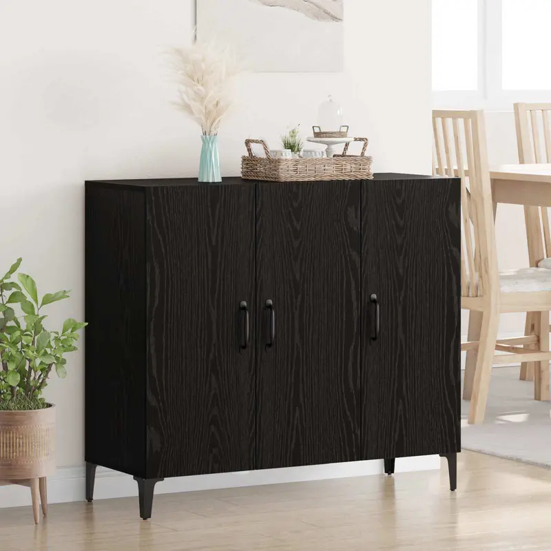 Vitrina Roble negro 34 x 90 x 80 cm Madera contrachapada
