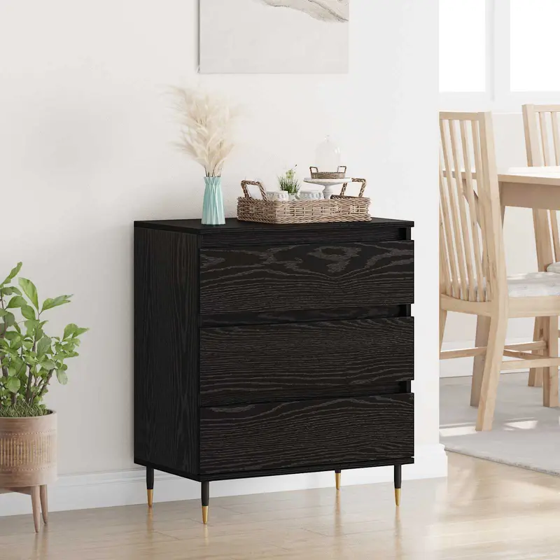 Vitrina Roble Negro 60 x 35 x 70 cm Madera contrachapada