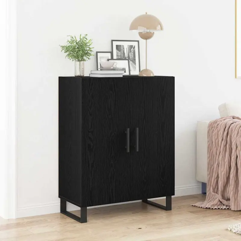 Vitrina Roble Negro 69,5 x 34 x 90 cm Madera contrachapada