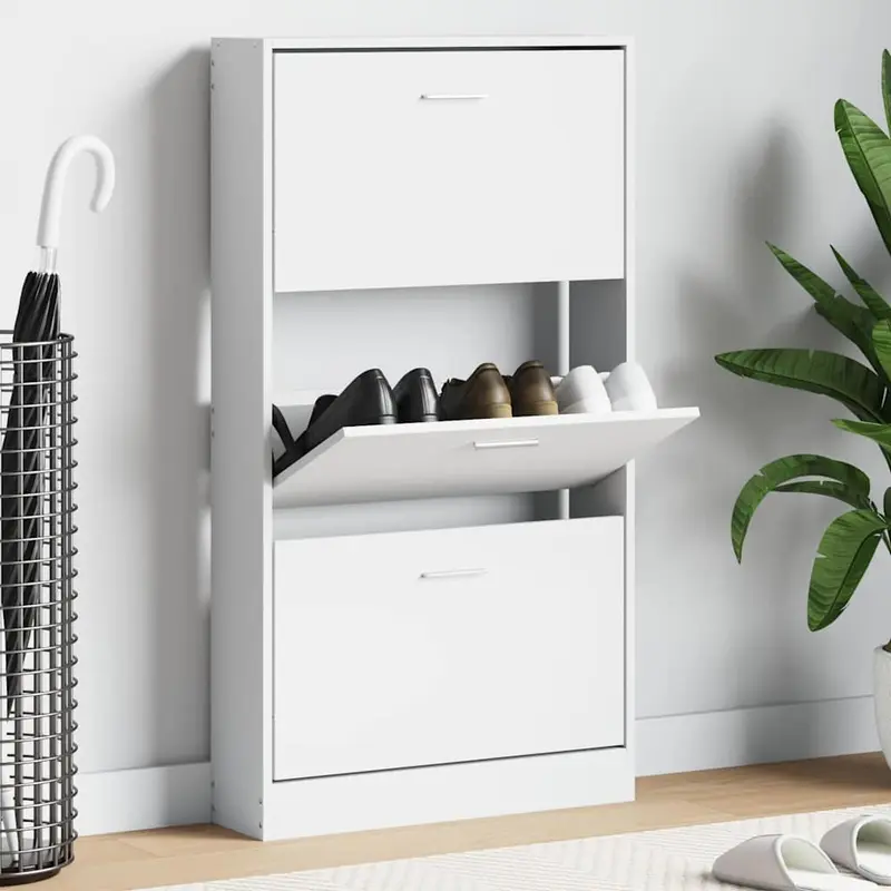 Zapatero blanco 59x17x108 cm Madera de ingeniería