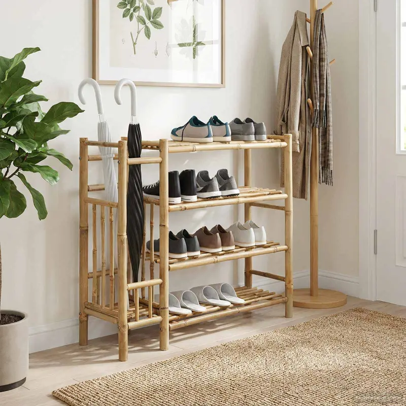 Zapatero con estante Natural 88 x 27 x 80 cm Bambú