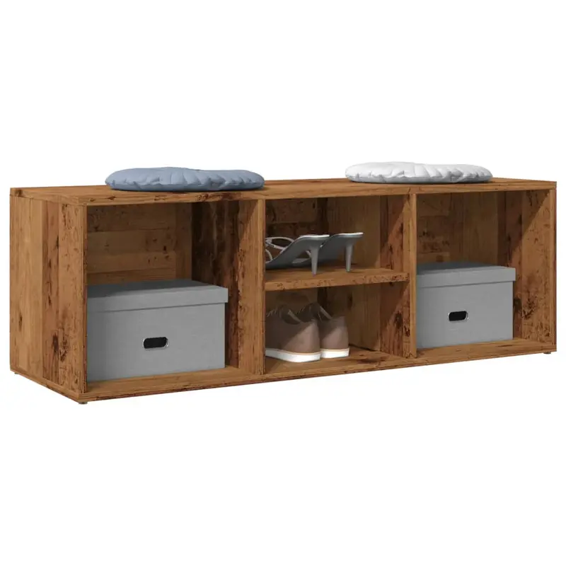 Zapatero de madera de ingeniería envejecida 105x35x35 cm