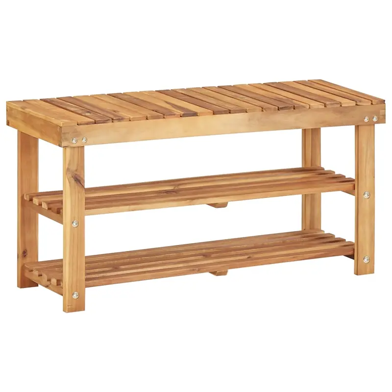 Zapatero de madera maciza de acacia 90x32x46 cm