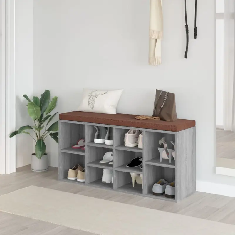 Zapatero madera contrachapada gris Sonoma 103x30x48 cm
