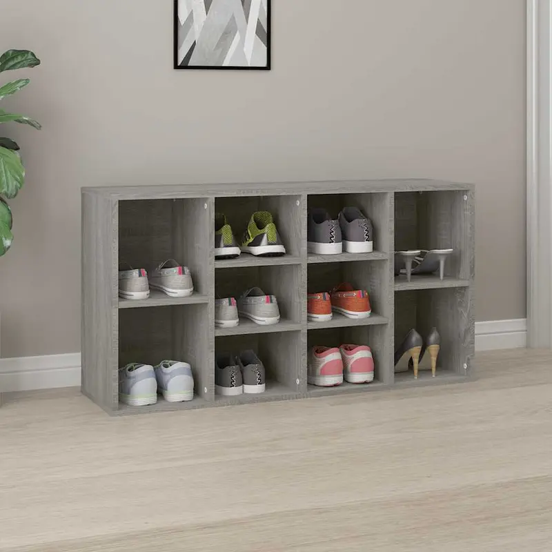 Zapatero madera contrachapada gris Sonoma 103x30x55 cm