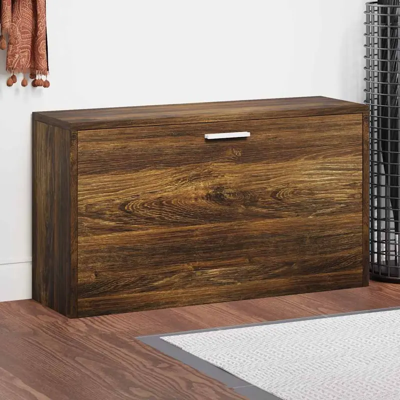 Zapatero madera contrachapada roble ahumado 80x24x45 cm