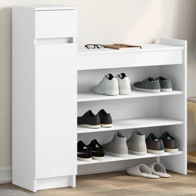 Zapatero madera de ingeniería blanco 100,5x28x100 cm