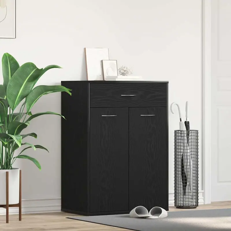 Zapatero Roble Negro 60 x 35 x 84 cm Madera contrachapada