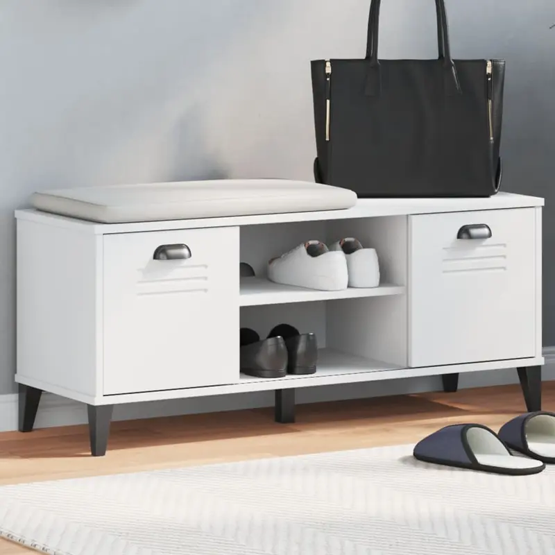 Zapatero VIKEN madera de ingeniería blanco 106x35x45 cm