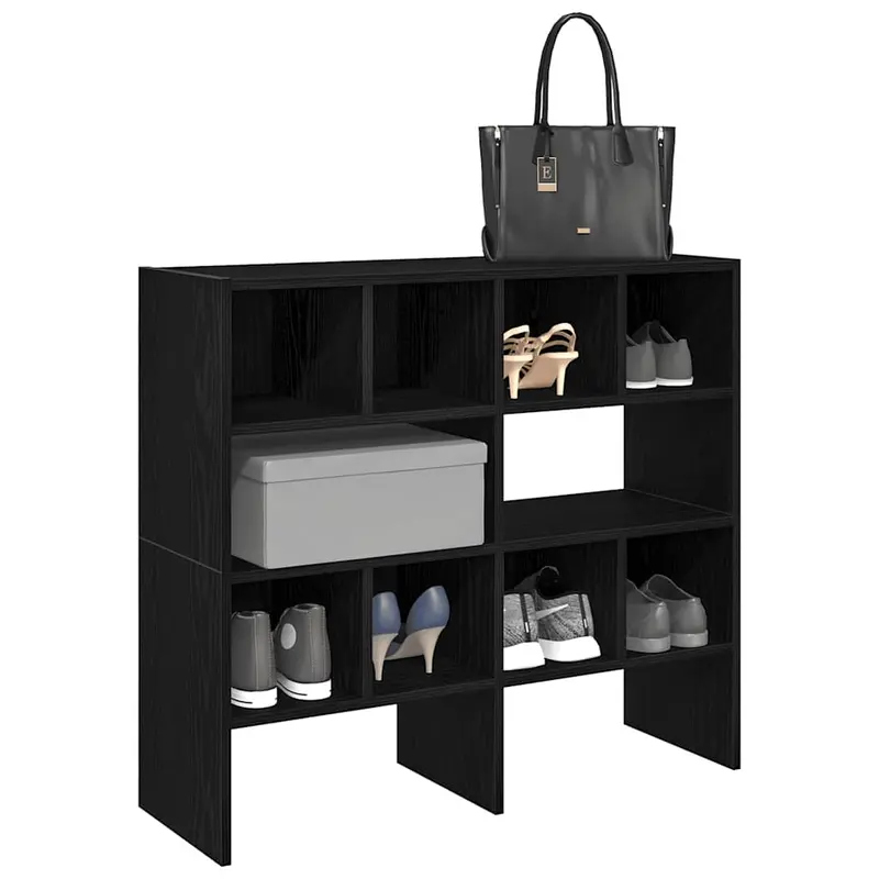 Zapateros 2 uds apilables roble negro 89,5x30x40 cm